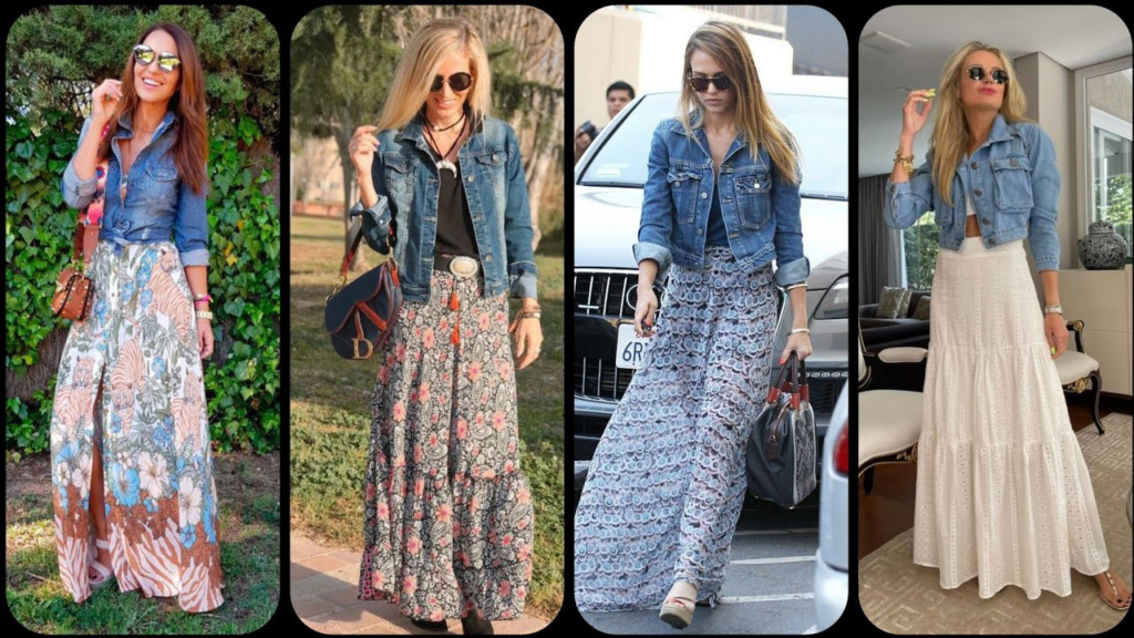 Denim Jacket with Maxi Skirt and Accessories